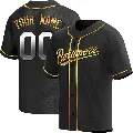 Men's No.00 Custom Baltimore Orioles Gold Replica Black en Alternate Jersey