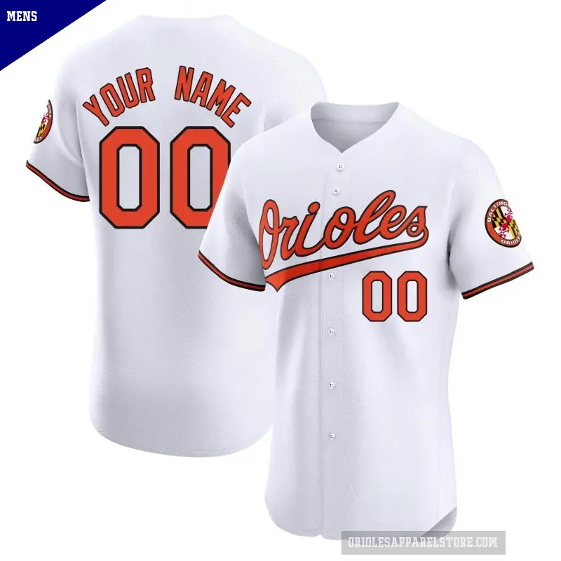 Men's No.00 Custom Baltimore Orioles White Elite Home Jersey