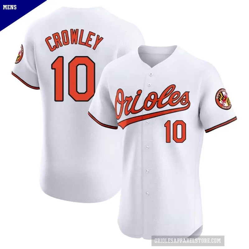 Men's No.10 Terry Crowley Baltimore Orioles White Elite Home Jersey