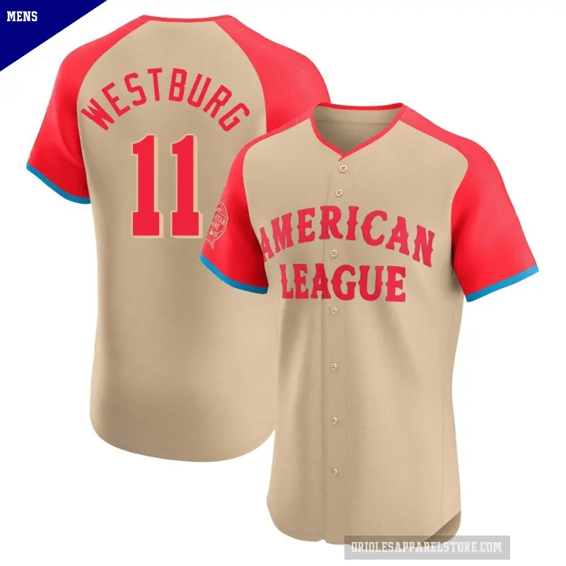 Men's No.11 Jordan Westburg Baltimore Orioles Cream Elite American League 2024 All-Star Game Jersey