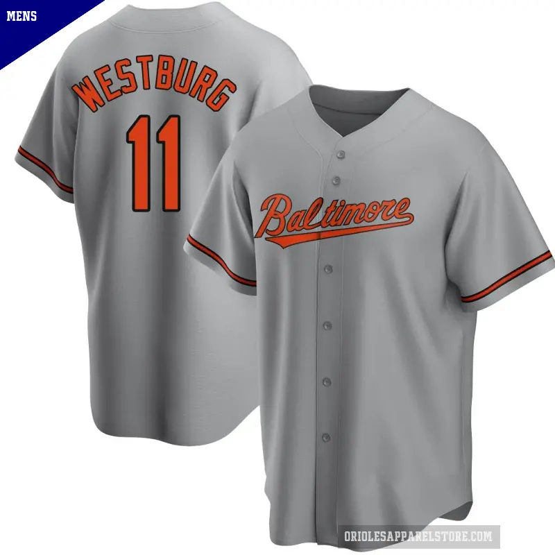Men's No.11 Jordan Westburg Baltimore Orioles Gray Replica Road Jersey