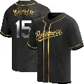 Men's No.15 Hoyt Wilhelm Baltimore Orioles Gold Replica Black en Alternate Jersey