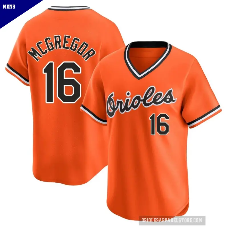 Men's No.16 Scott Mcgregor Baltimore Orioles Orange Limited Cooperstown Collection Jersey