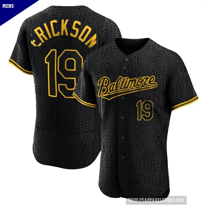Men's No.19 Scott Erickson Baltimore Orioles Black Authentic Snake Skin City Jersey