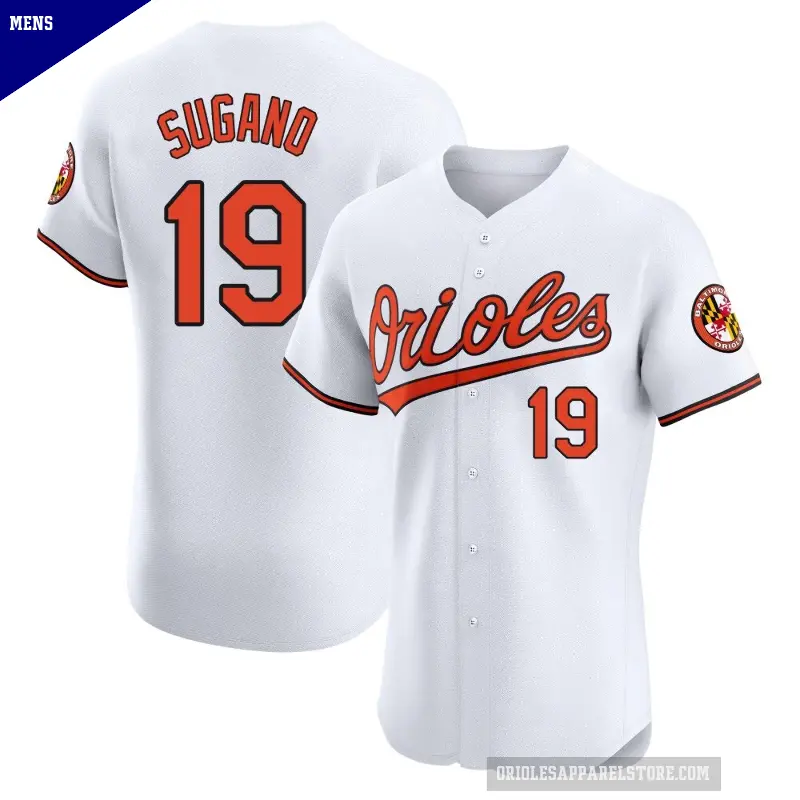 Men's No.19 Tomoyuki Sugano Baltimore Orioles White Elite Home Jersey