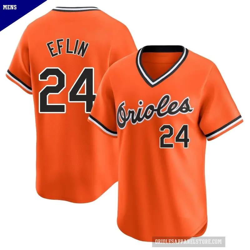 Men's No.24 Zach Eflin Baltimore Orioles Orange Limited Cooperstown Collection Jersey