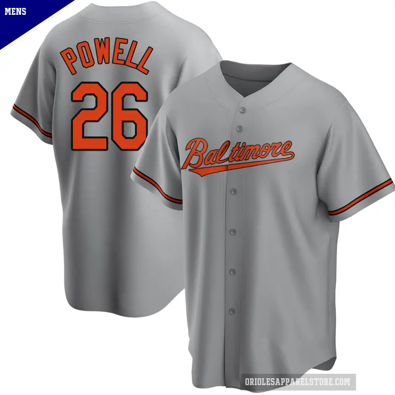 Men's No.26 Boog Powell Baltimore Orioles Gray Replica Road Jersey