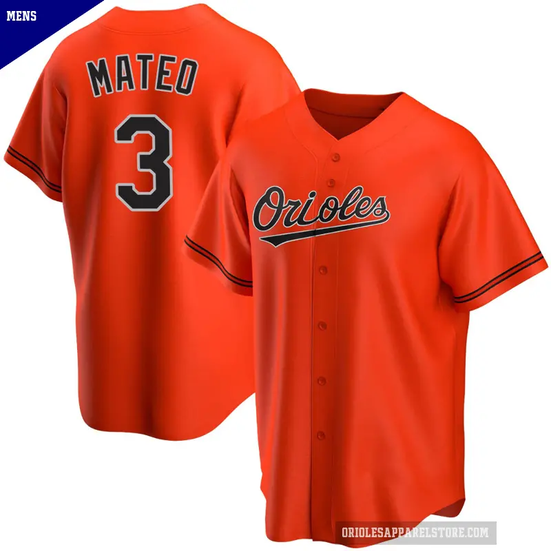 Men's No.3 Jorge Mateo Baltimore Orioles Orange Replica Alternate Jersey