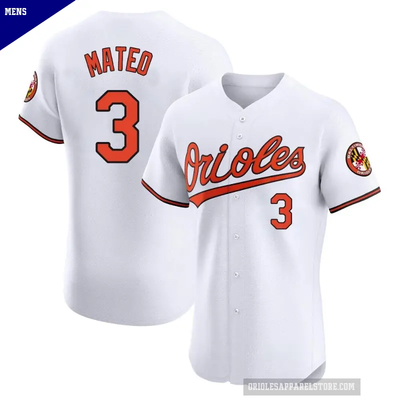 Men's No.3 Jorge Mateo Baltimore Orioles White Elite Home Jersey