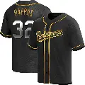 Men's No.32 Milt Pappas Baltimore Orioles Gold Replica Black en Alternate Jersey