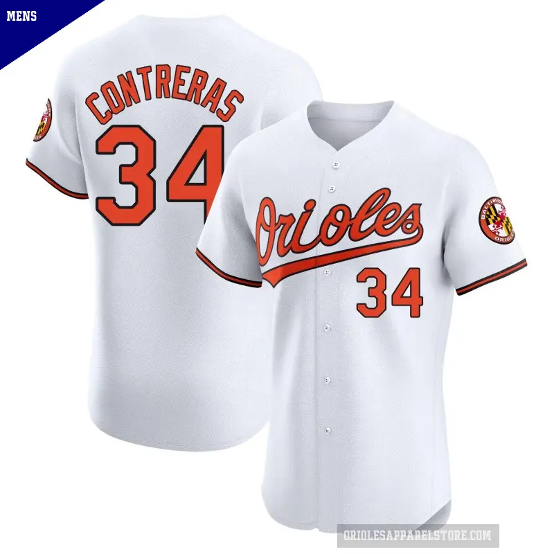 Men's No.34 Roansy Contreras Baltimore Orioles White Elite Home Jersey