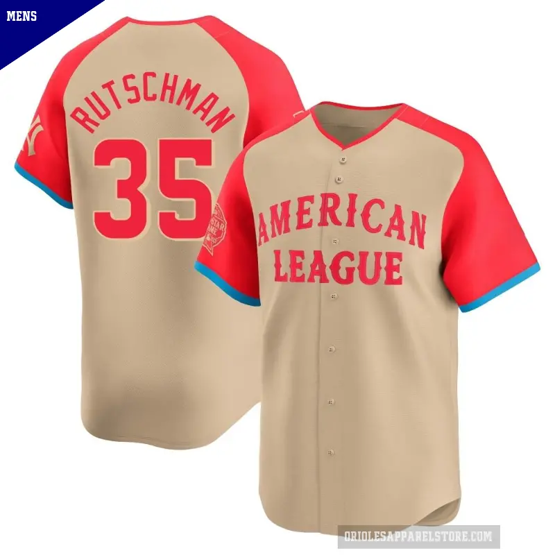 Men's No.35 Adley Rutschman Baltimore Orioles Cream Limited American League 2024 All-Star Game Jersey