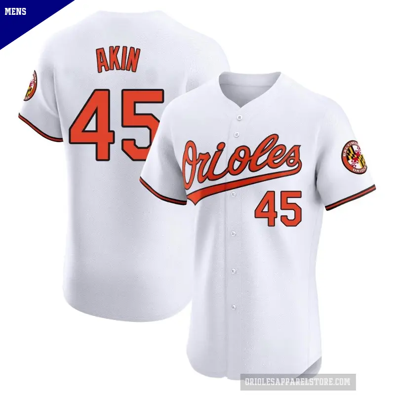 Men's No.45 Keegan Akin Baltimore Orioles White Elite Home Jersey