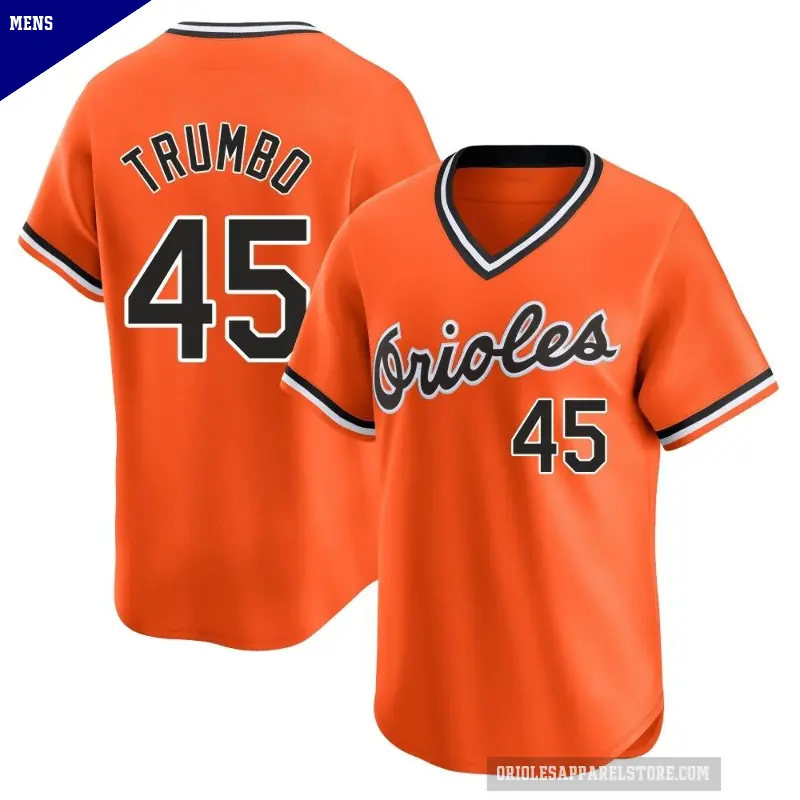 Men's No.45 Mark Trumbo Baltimore Orioles Orange Limited Cooperstown Collection Jersey