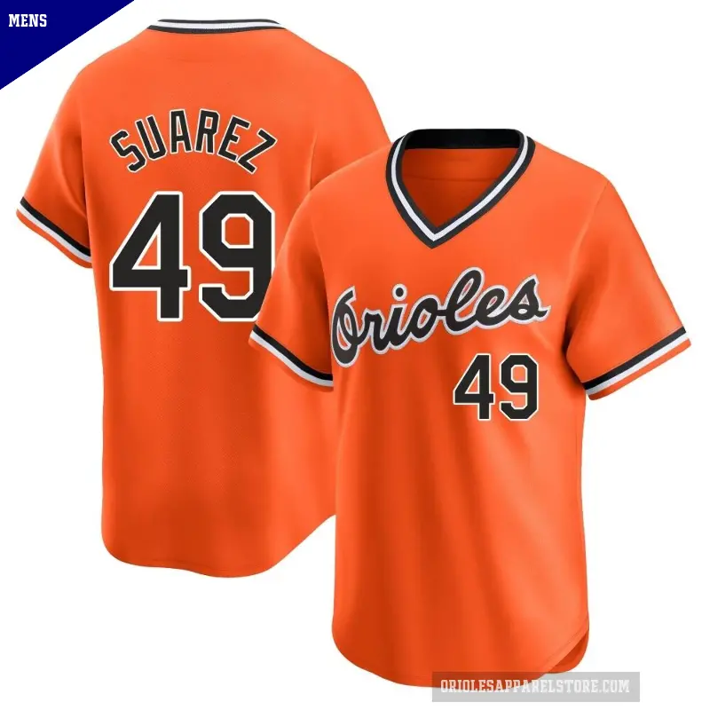 Men's No.49 Albert Suarez Baltimore Orioles Orange Limited Cooperstown Collection Jersey