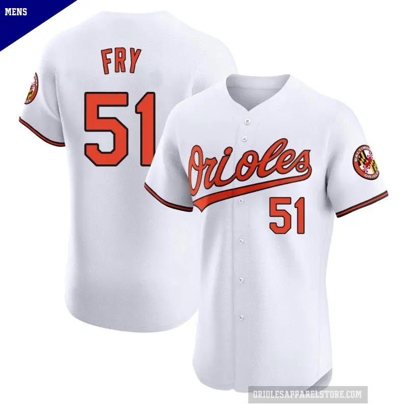 Men's No.51 Paul Fry Baltimore Orioles White Elite Home Jersey