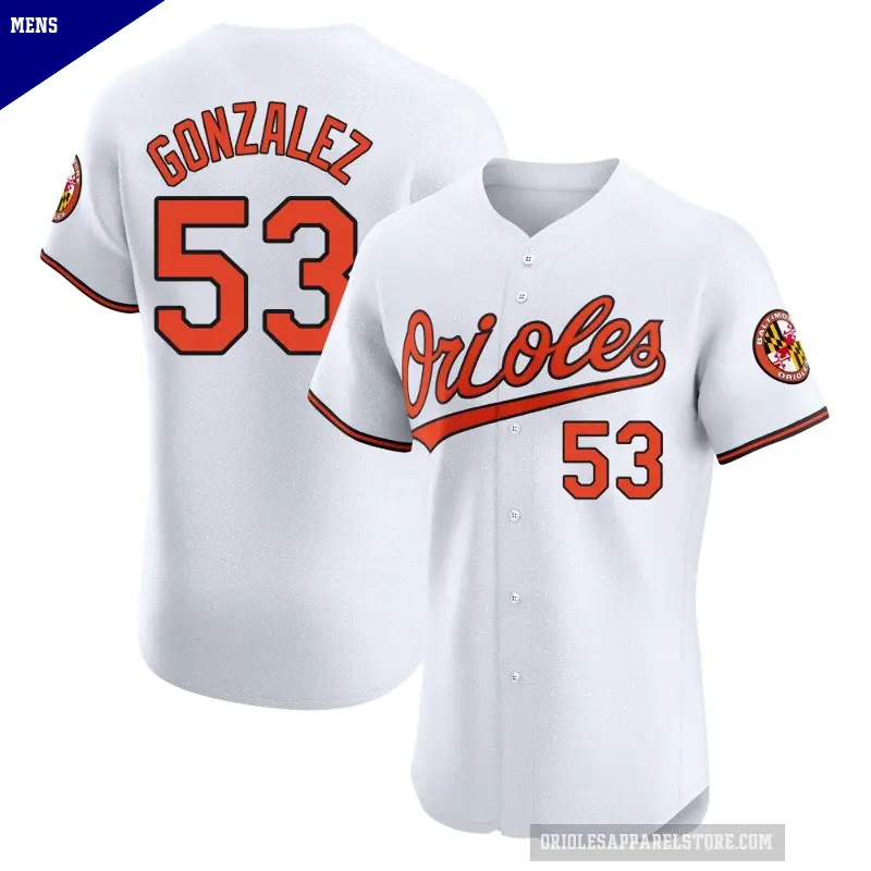 Men's No.53 Luis Gonzalez Baltimore Orioles White Elite Home Jersey