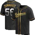 Men's No.56 Seranthony Dominguez Baltimore Orioles Gold Replica Black en Alternate Jersey