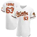 Men's No.63 Brandon Young Baltimore Orioles White Authentic Home Jersey