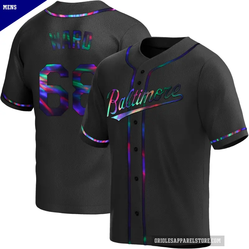 Men's No.68 Thaddeus Ward Baltimore Orioles Black Replica Holographic Alternate Jersey