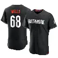 Men's No.68 Tyler Wells Baltimore Orioles Black Authentic 2023 City Connect Jersey