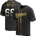 Men's No.68 Tyler Wells Baltimore Orioles Gold Replica Black en Alternate Jersey