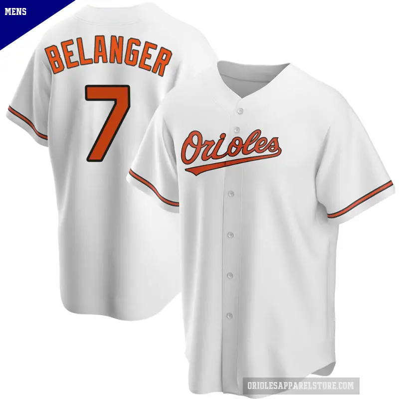 Men's No.7 Mark Belanger Baltimore Orioles White Replica Home Jersey