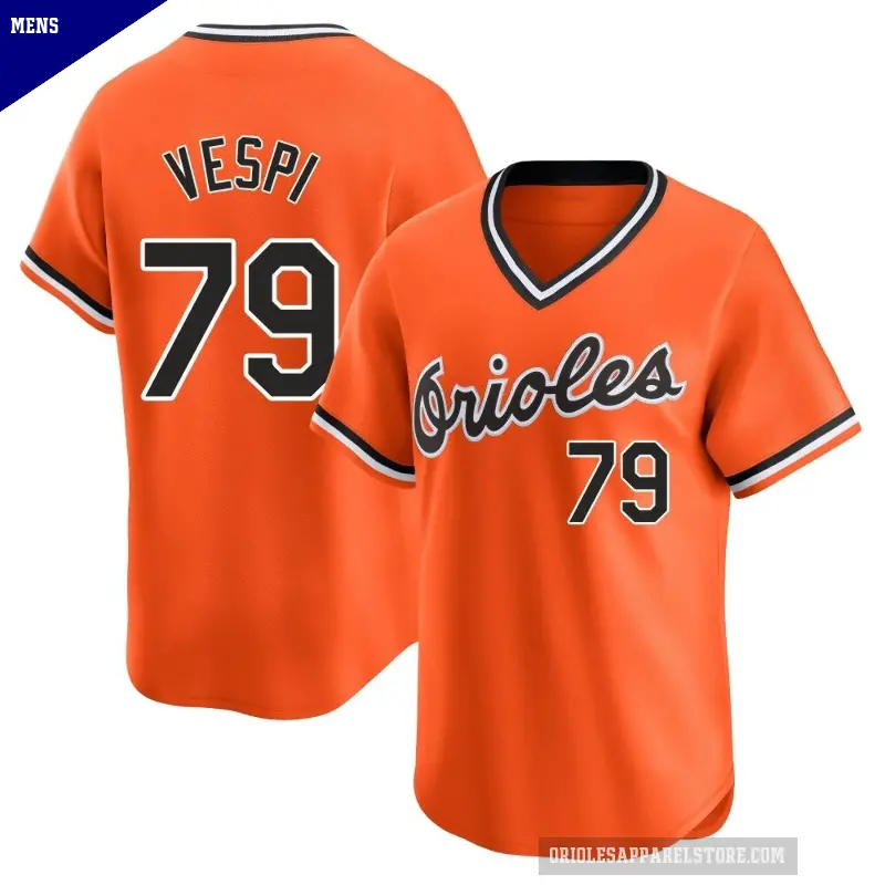 Men's No.79 Nick Vespi Baltimore Orioles Orange Limited Cooperstown Collection Jersey