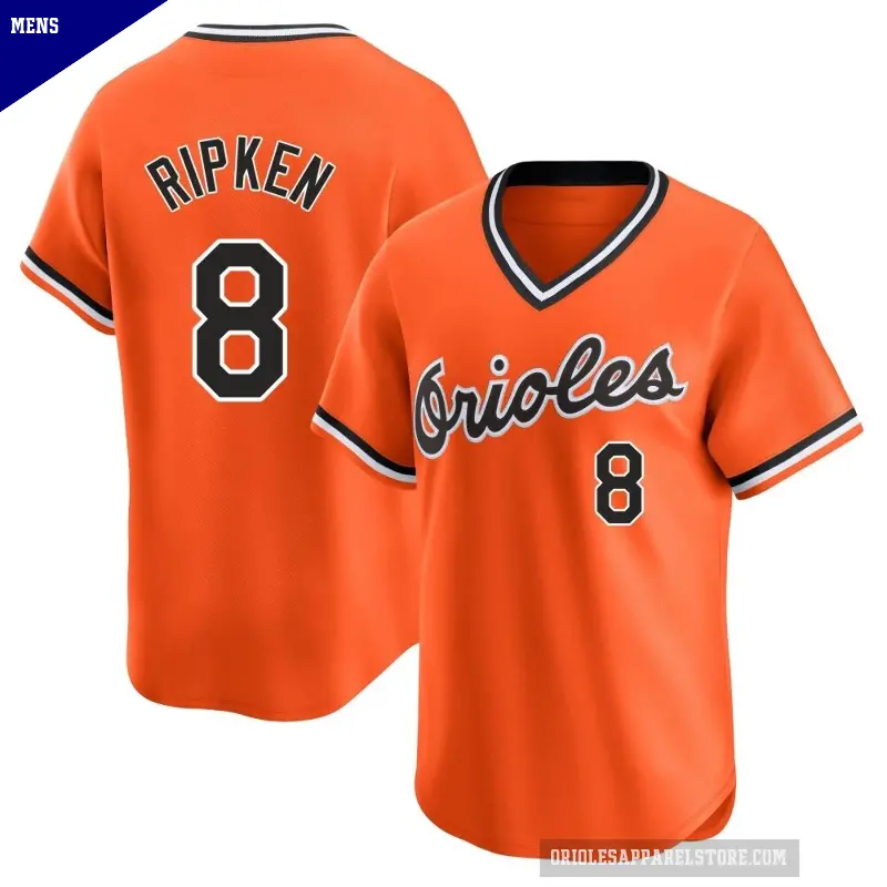 Men's No.8 Cal Ripken Baltimore Orioles Orange Limited Cooperstown Collection Jersey