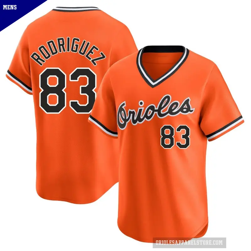 Men's No.83 Elvin Rodriguez Baltimore Orioles Orange Limited Cooperstown Collection Jersey