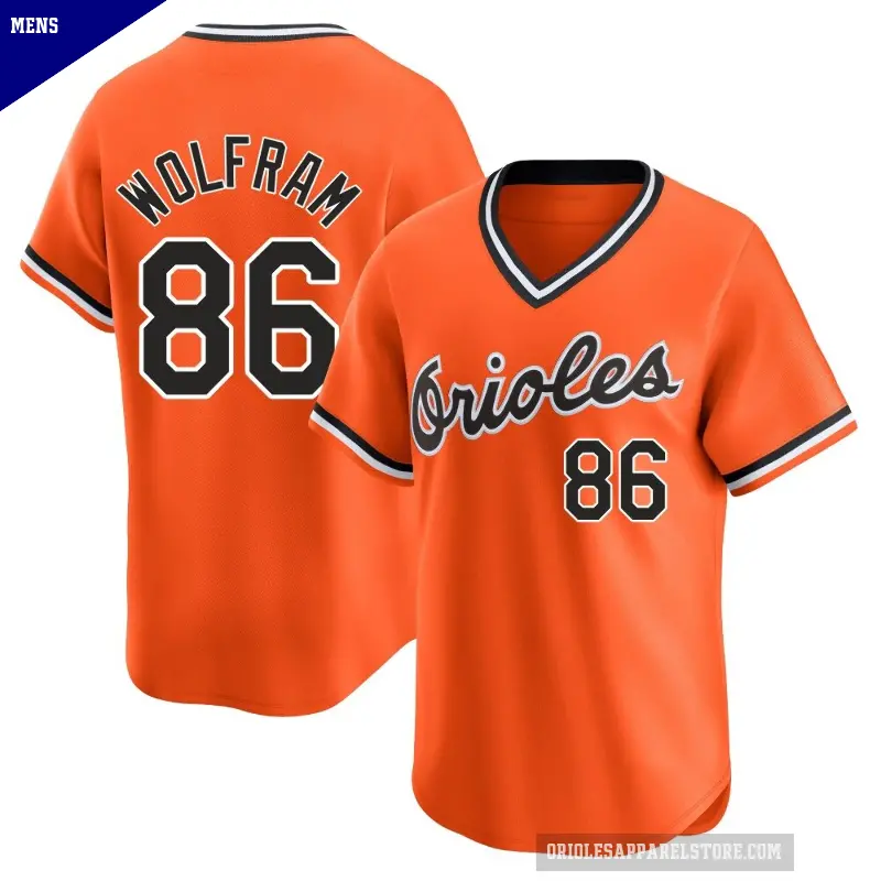 Men's No.86 Grant Wolfram Baltimore Orioles Orange Limited Cooperstown Collection Jersey