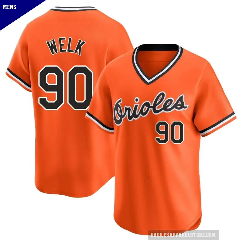 Men's No.90 Toby Welk Baltimore Orioles Orange Limited Cooperstown Collection Jersey
