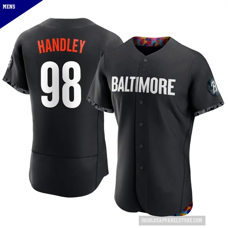 Men's No.98 Maverick Handley Baltimore Orioles Black Authentic 2023 City Connect Jersey