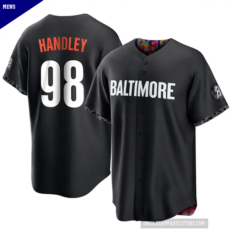 Men's No.98 Maverick Handley Baltimore Orioles Black Replica 2023 City Connect Jersey