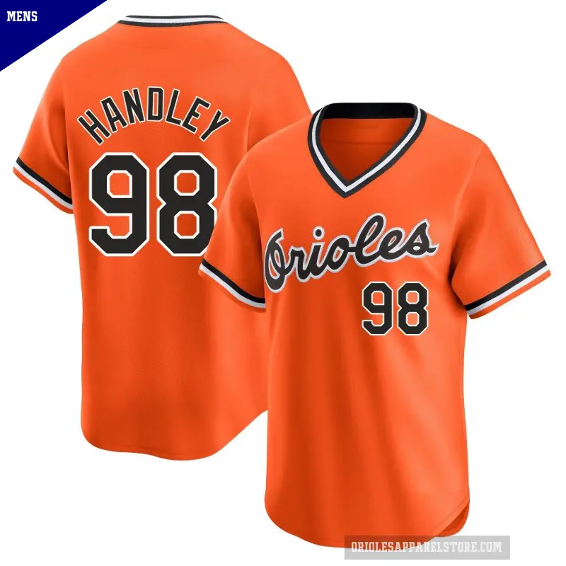 Men's No.98 Maverick Handley Baltimore Orioles Orange Limited Cooperstown Collection Jersey