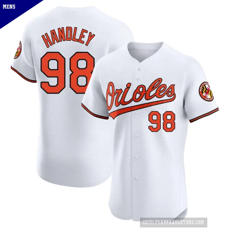 Men's No.98 Maverick Handley Baltimore Orioles White Elite Home Jersey