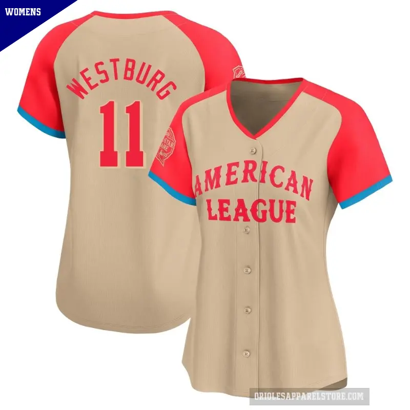 Women's No.11 Jordan Westburg Baltimore Orioles Cream Limited American League 2024 All-Star Game Jersey