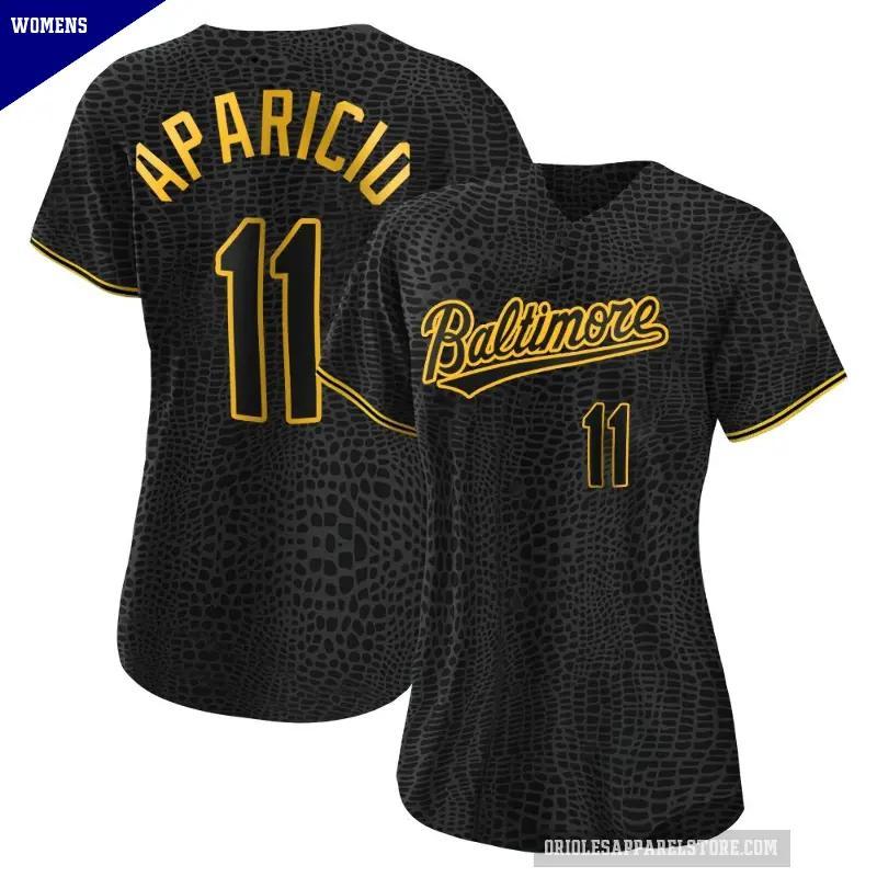 Women's No.11 Luis Aparicio Baltimore Orioles Black Authentic Snake Skin City Jersey
