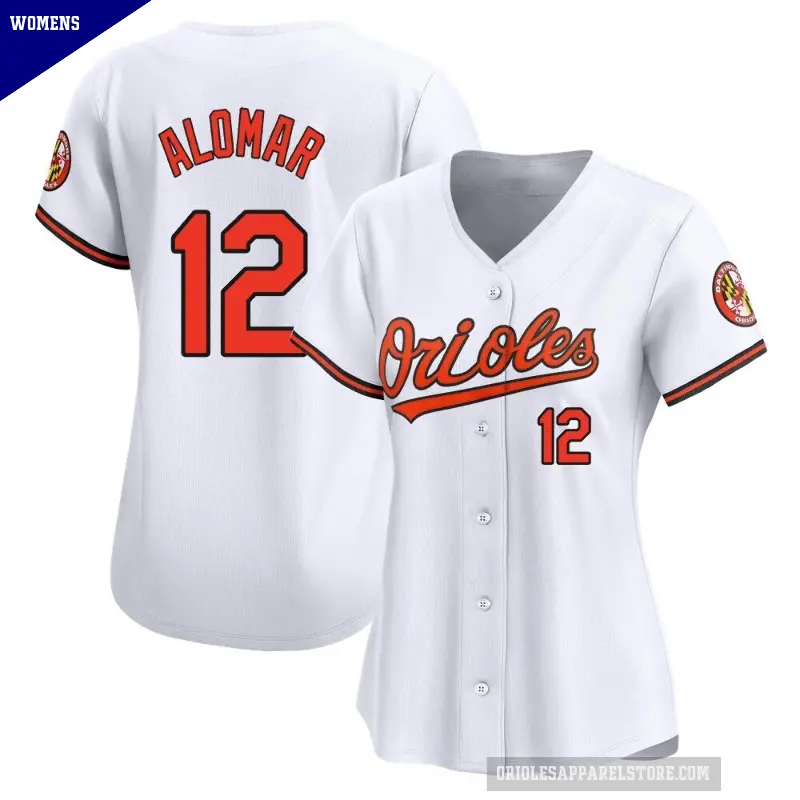Women's No.12 Roberto Alomar Baltimore Orioles White Limited Home Jersey