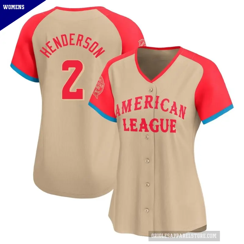 Women's No.2 Gunnar Henderson Baltimore Orioles Cream Limited American League 2024 All-Star Game Jersey