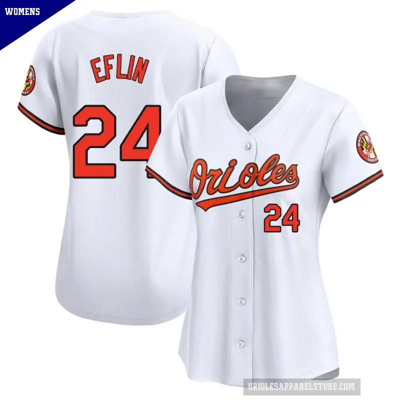 Women's No.24 Zach Eflin Baltimore Orioles White Limited Home Jersey