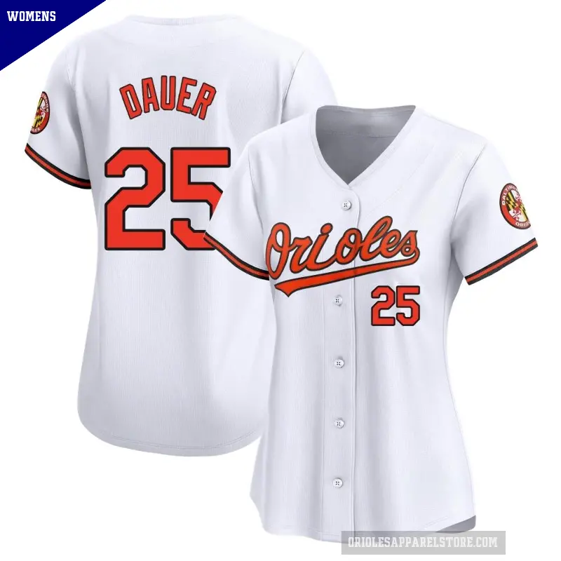 Women's No.25 Rich Dauer Baltimore Orioles White Limited Home Jersey
