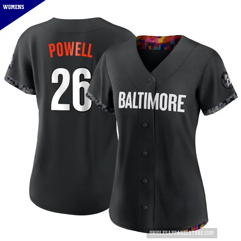 Women's No.26 Boog Powell Baltimore Orioles Black Replica 2023 City Connect Jersey