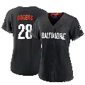 Women's No.28 Trevor Rogers Baltimore Orioles Black Replica 2023 City Connect Jersey