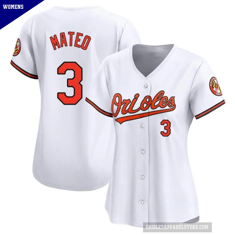 Women's No.3 Jorge Mateo Baltimore Orioles White Limited Home Jersey