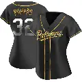 Women's No.32 Milt Pappas Baltimore Orioles Gold Replica Black en Alternate Jersey