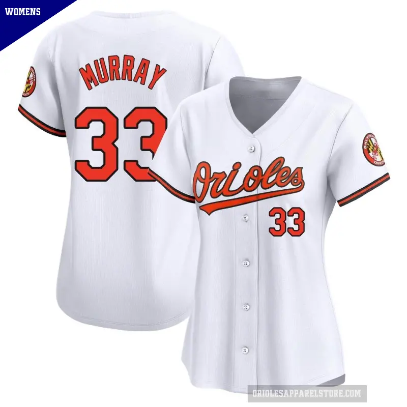 Women's No.33 Eddie Murray Baltimore Orioles White Limited Home Jersey