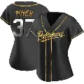 Women's No.37 Cade Povich Baltimore Orioles Gold Replica Black en Alternate Jersey