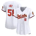 Women's No.51 Paul Fry Baltimore Orioles White Limited Home Jersey