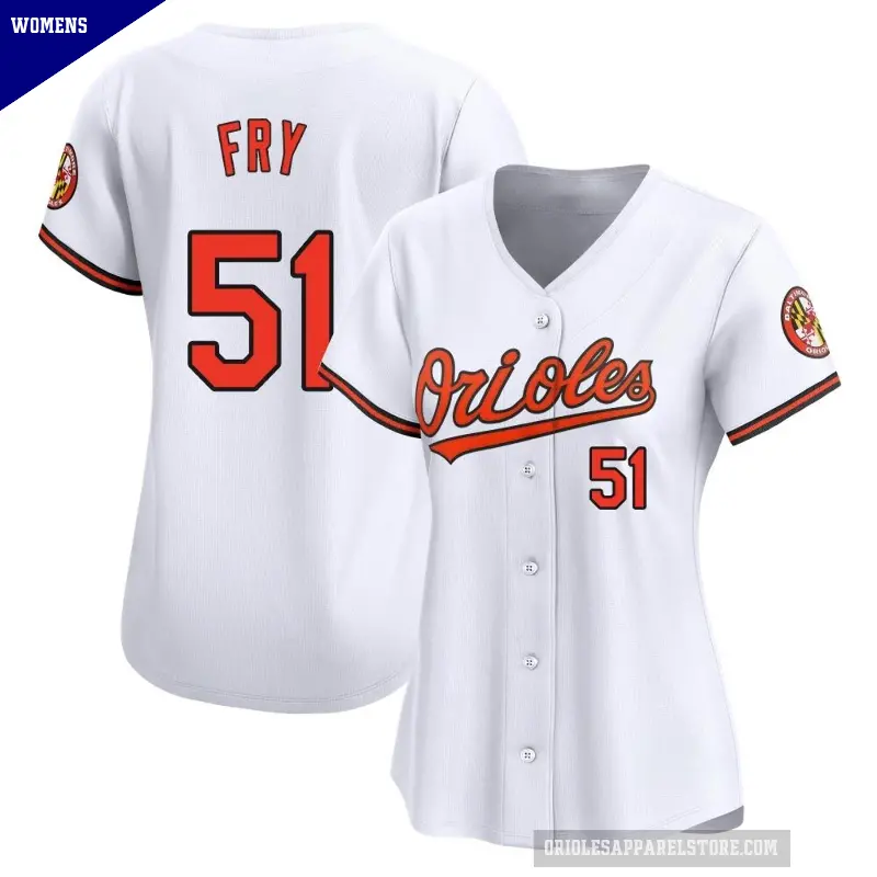 Women's No.51 Paul Fry Baltimore Orioles White Limited Home Jersey